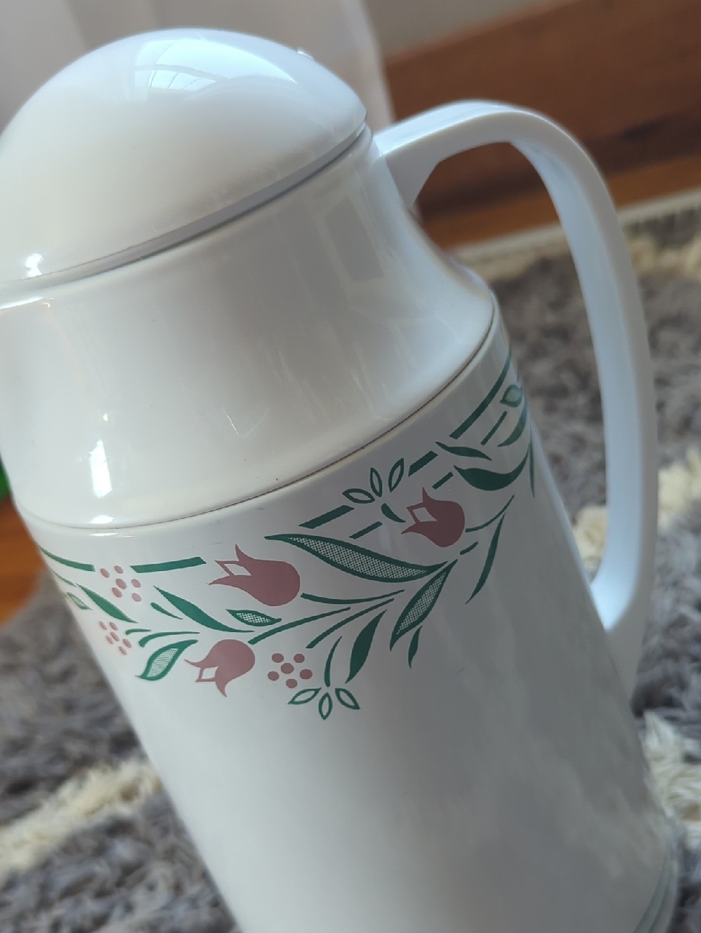 Corning Thermique Rosemarie 90s White Floral Thermal Carafe Insulated - Picture 2 of 6